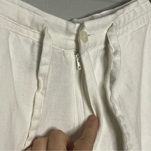 Tasso Elba Spa 100% Linen Pants Women Medium Flap Pockets White Drawstring - Picture 4 of 8